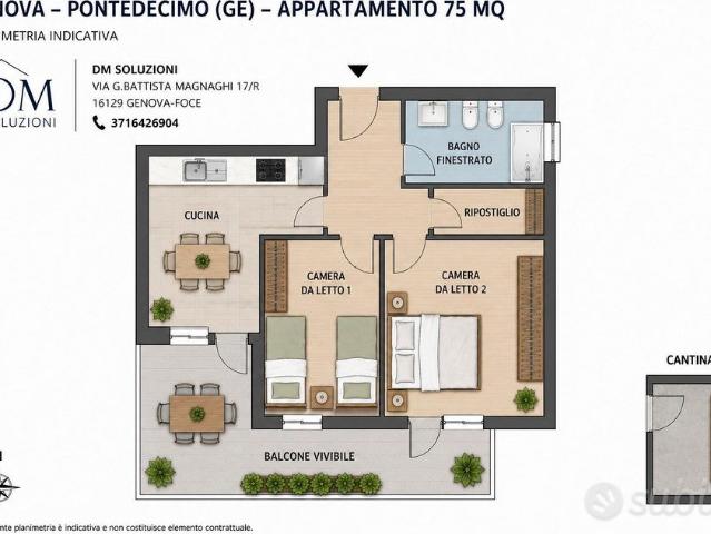 Pontedecimo 2 camere da letto e balcone