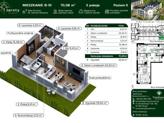 Podłużna 70,08 m², Olsztyn