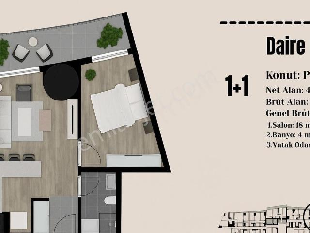 Point Residence 20. Kat Kiralık 1+1 Daire