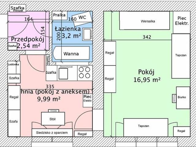 Pokój z kuchnią 2+aneks kuchenny przy AGH UR PK UE UJ UKEN