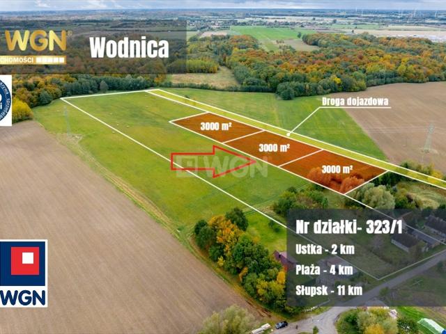 Polecam działkę 3000 m² z mediami w drodze, blisko Ustki