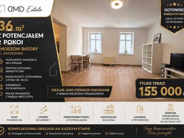 Zapraszam do mieszkania 36 m² z potencjałem na 2 pokoje w Chorzowie