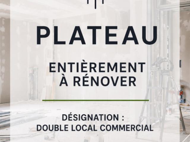 Plateau commercial de 380 m² à rénover. Double local en rez de chaussée