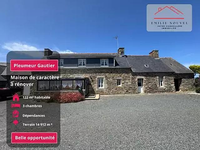 Pleumeur Gautier 22740 Achat / Vente maison 6 pièces t6 jardin