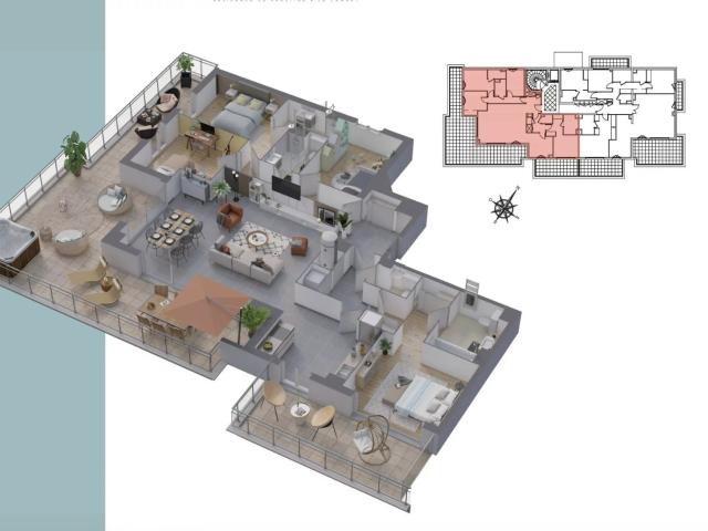 Proche Cannes 5 pièces neuf dernier étage vue mer terrasse. 133m² Le Cannet