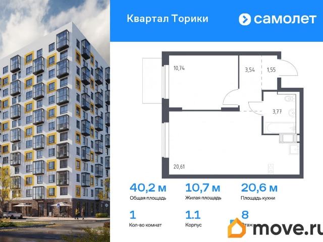 продажа жилая Новогорелово ул. жилой комплекс Квартал Торики, к1.1