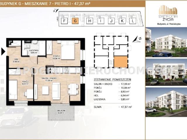 Produkcyjna 47,37 m², Białystok