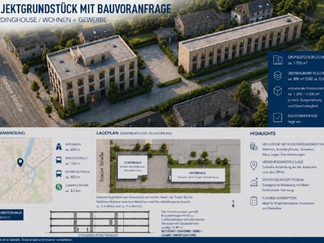 Projektgrundstück mit Bauvoranfrage – BoardinghouseWohnen + Gewerbe Bestand mit Mieteinnahmen