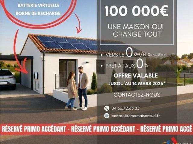 Projet de construction d'une maison 2 ch avec terrain à ROCHEFORT DU GARD 30