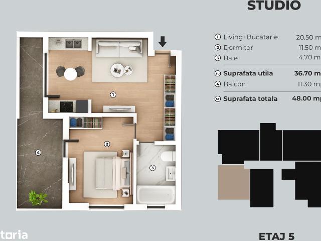 Promotie! Studio spatios 48mp, Sector 4, Grand Arena