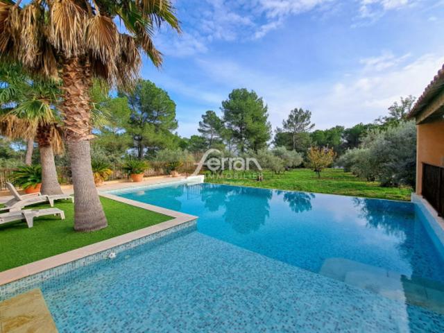 MAISON DE PLAIN PIED AVEC PISCINE A DEBORDEMENT CALME ESPACE