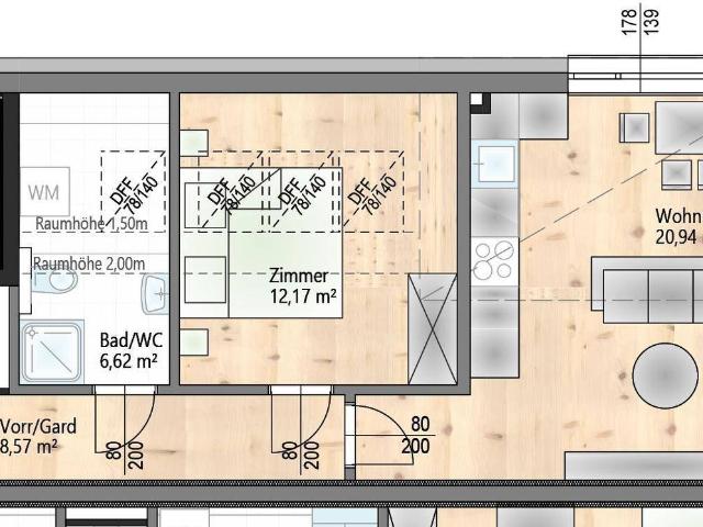 PREISKNÜLLER Dachgeschoßwohnung mit riesigem Balkon Grünblick 2 Zimmer TOP Ausstattung mit Dusche schlüsselfertig Lift provisionsfrei barrierefrei