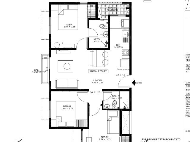 Prestige Finsbury Park Regent 2 Bedroom 971 Sq. Ft. Apartment in Huvinayakanahalli Bangalore Listing ID: #9947