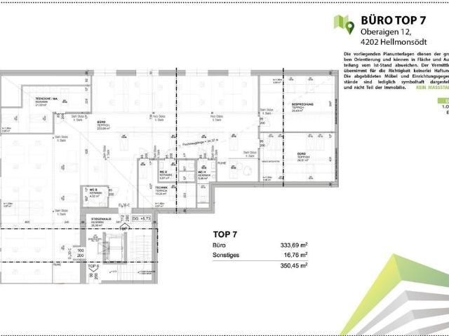 Prestigevoller Büroraum von 333 m2 zu vermieten Oberaigen, 12, Hellmonsödt, Politischer Bezirk Urfahr Umgebung, Oberösterreich