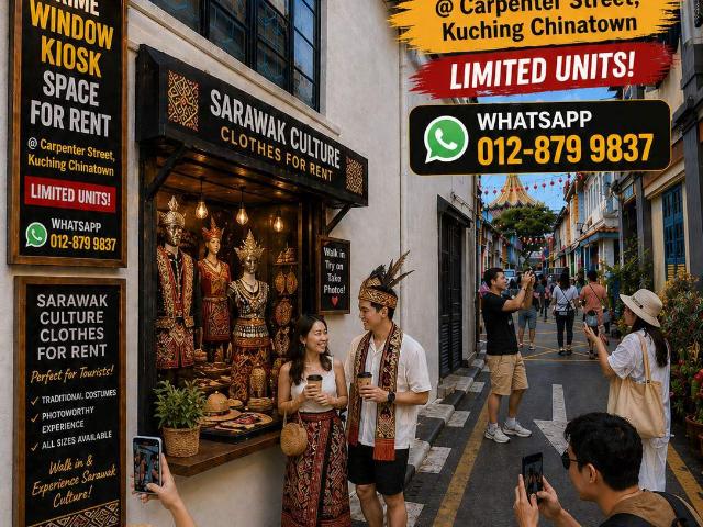 Prime Window Kiosk Space for Rent @ Carpenter Street, Kuching Chinatown