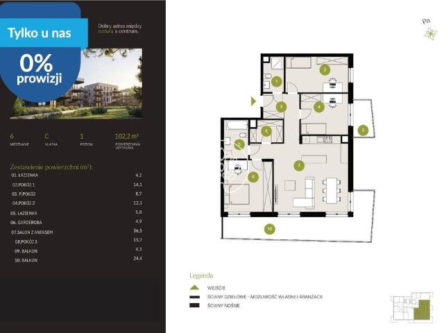 Przestronne 5 pokojowe mieszkanie 102 m2 na sprzedaż