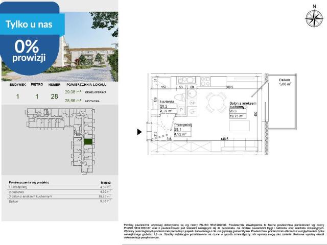 Przestronne 28,66 m² mieszkanie z balkonem w Osielsku