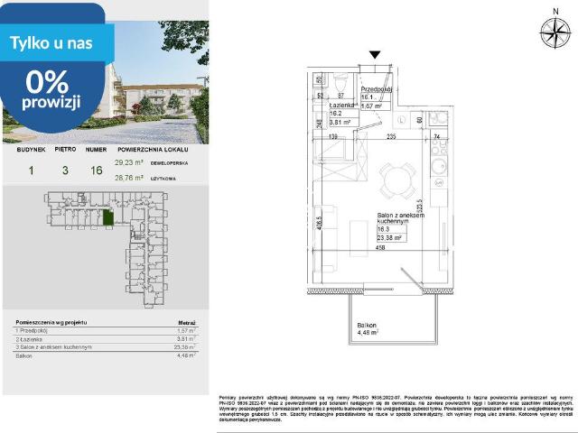 Przestronne 28,76 m² mieszkanie z balkonem w Osielsku
