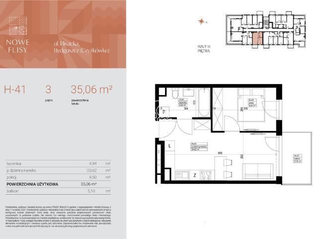 Przestronne 2 pokojowe mieszkanie 35,06 m² w Czyżkówku
