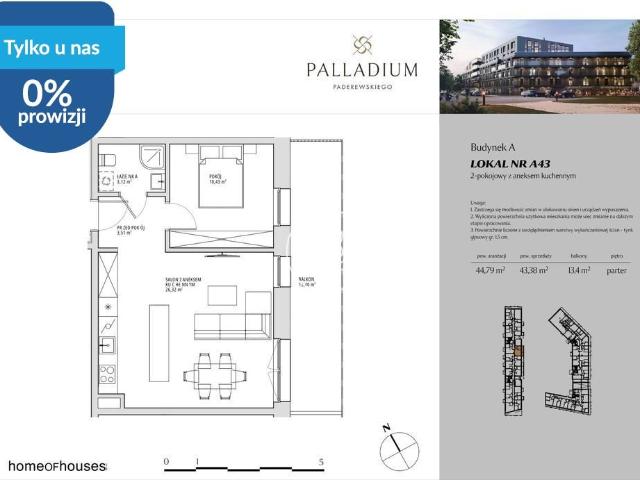 Polecam przestronne 2 pokojowe mieszkanie 43,38 m² z dużym balkonem