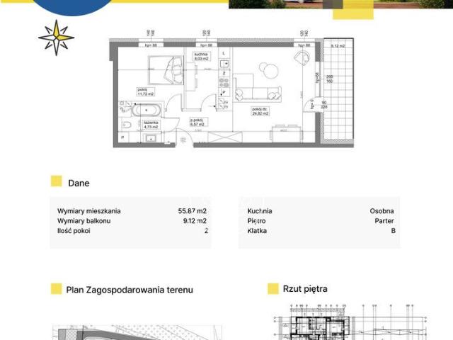 Przestronne 2 pokojowe mieszkanie 57 m2 w Solec Kujawski
