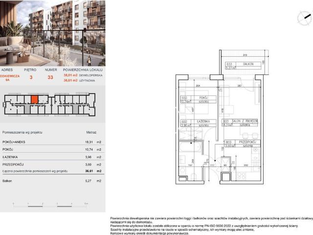 Przestronne 2 pokojowe mieszkanie w Bielawach, 36,41 m2