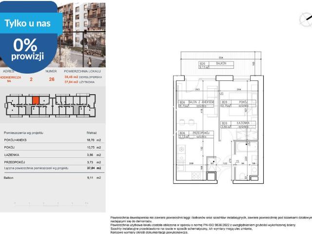 Przestronne 2 pokojowe mieszkanie w Bielawach, 37,04 m2