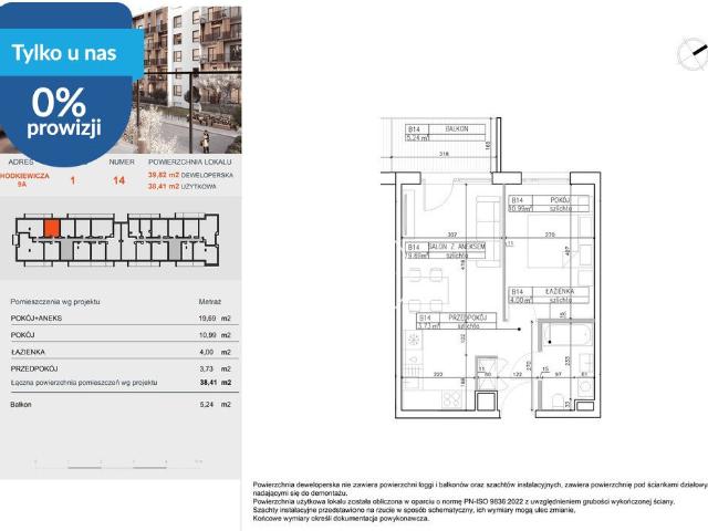 Przestronne 2 pokojowe mieszkanie w Bielawach, 38,6 m2