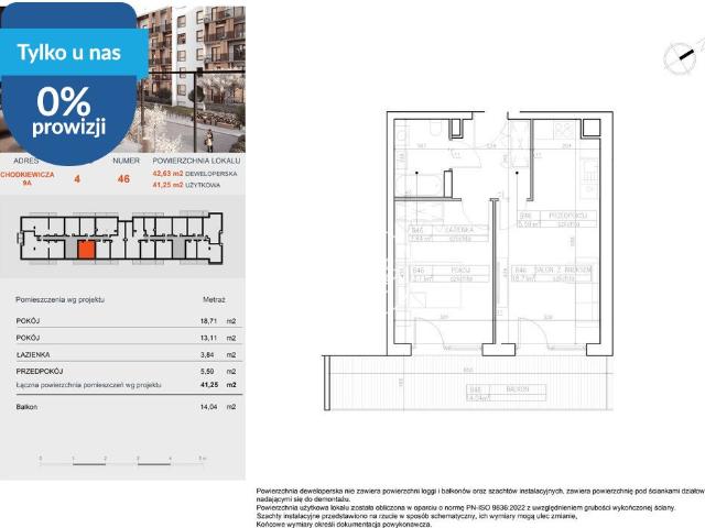 Przestronne 2 pokojowe mieszkanie w Bielawach, 41,66 m2