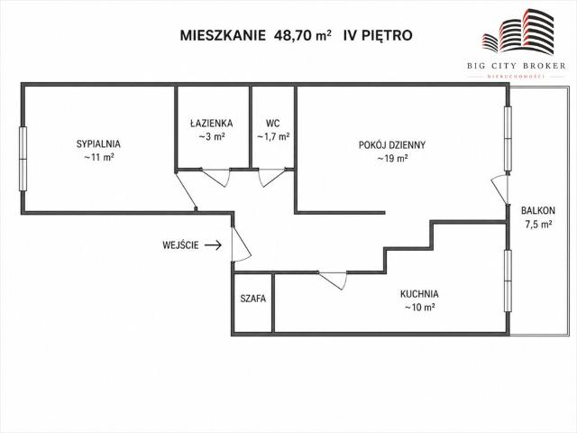 Przestronne 2 pokojowe mieszkanie z dużym balkonem