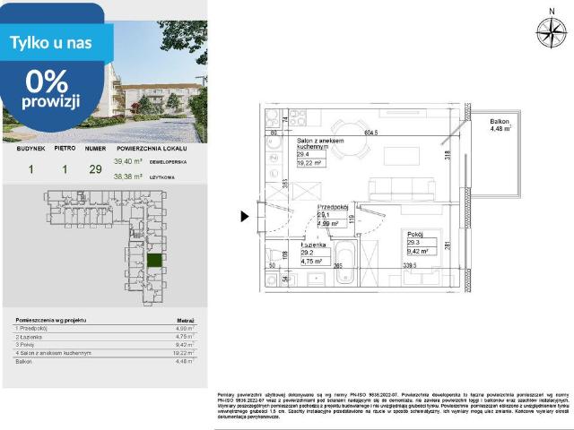 Przestronne 2 pokojowe 38 m² z balkonem w Osielsku