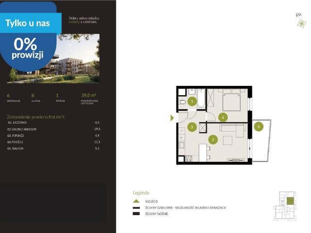 Przestronne 39 m² mieszkanie na sprzedaż w Bydgoszczy