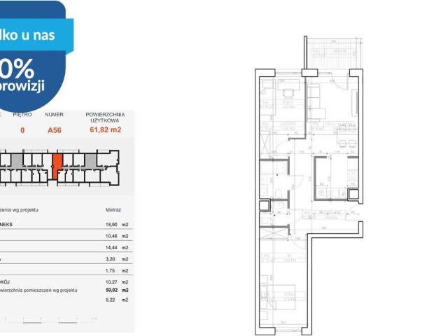 Sprzedam przestronne 3 pokojowe mieszkanie 59,83 m² w Bielawach