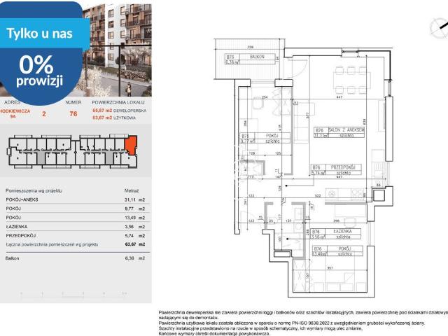 Przestronne 3 pokojowe mieszkanie w Bielawach, 63,71 m2