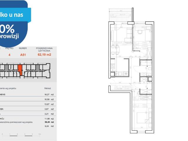 Do sprzedania przestronne 3 pokojowe mieszkanie 42 m² w Bielawach