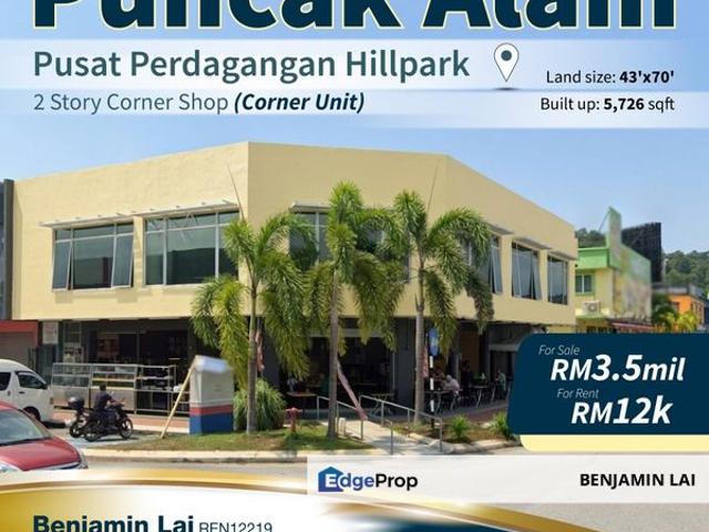 Pusat Perdagangan Hillpark, Puncak Alam 2 Story Corner For Rent