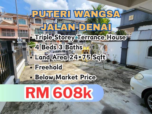 Puteri Wangsa Triple Storey Terrance House 2475 Sqft Unit For Sale