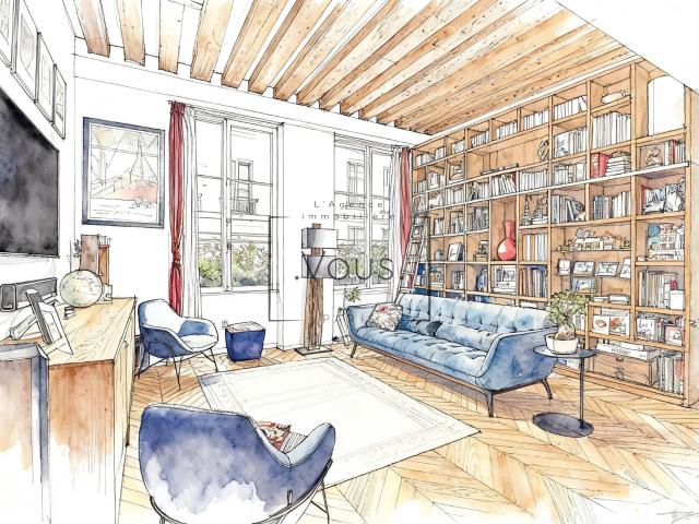 Quatre pièces refait à neuf avec patio privatif dans le Mara. 116m² Paris 3ème