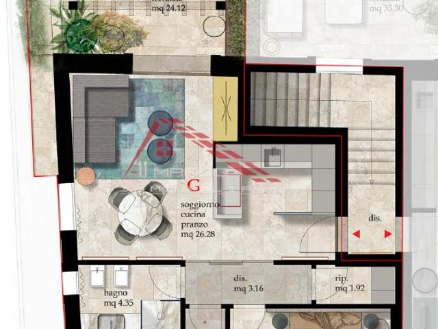 Quadrilocale con terrazzo a Cascina