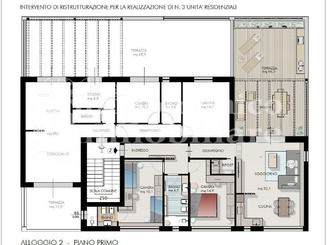 Quadrilocale con terrazzo a Cascina