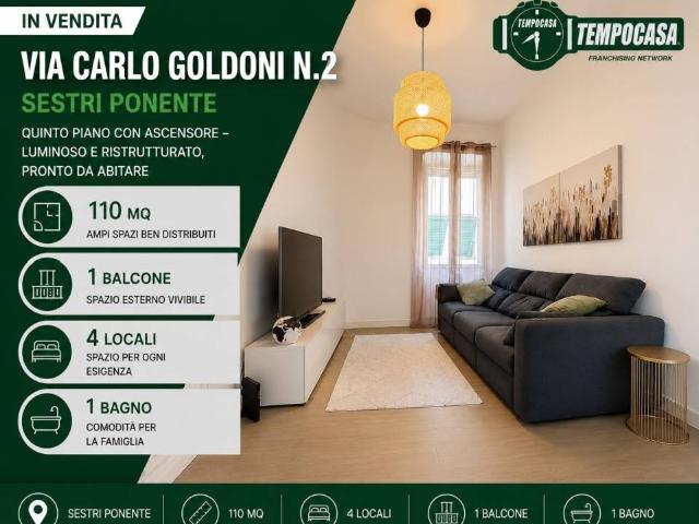 Quadrilocale in vendita a Genova via Carlo Goldoni, 2, Sestri Ponente