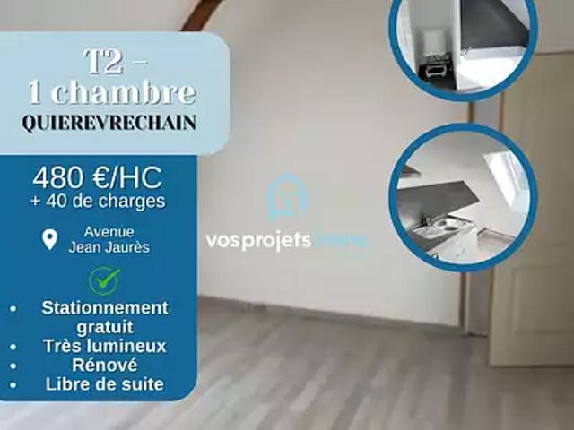 Quiévrechain 59920 Location appartement 2 pièces t2 au dernier étage