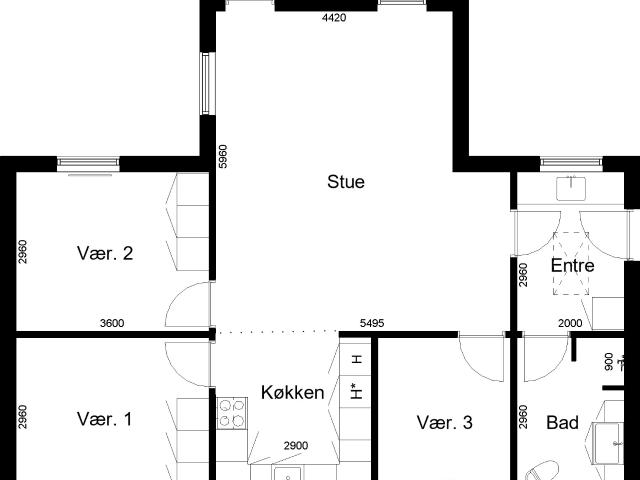 Rækkehuslejlighed med have i Haubro, 4 værelser
