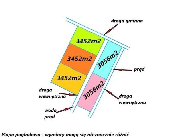 Działka rolno budowlana 3056 m², spokojna okolica