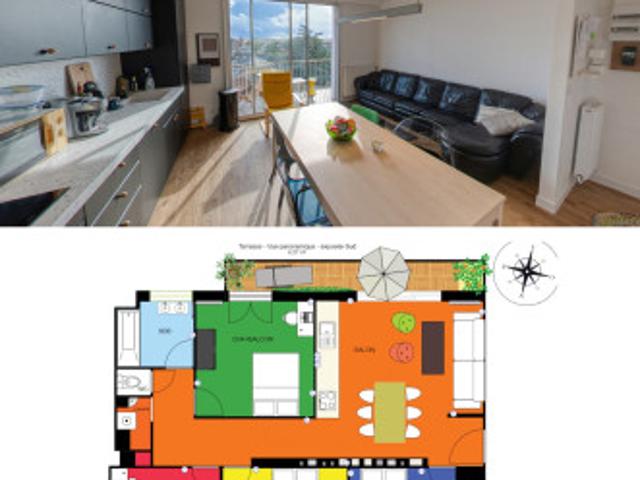 RARE à CHOLET: location meublée style Penthouse, logement avec SDB privée, exposition SUD, disponible en aout 2026 Vue exceptionnelle sur 50km, exposition SUD, parkings gratuit, Cholet Ultracentre
