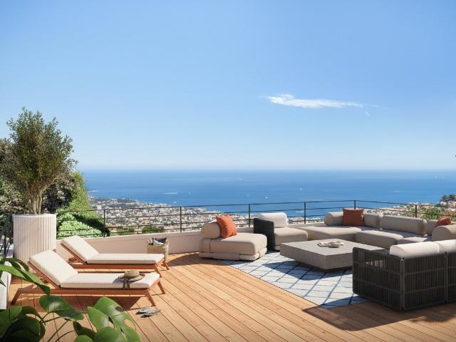 Rare: Penthouse contemporain avec rooftop privé et vue panoramique à Èze Piscine 4 pièces, 85 m²
