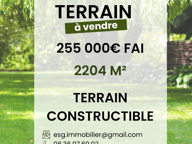 RARE SUR LE SECTEUR TERRAIN CONSTRUCTIBLE 2204 M2