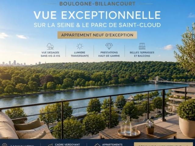 RARE T4 à proximité immédiate des transports avec vue sur la seine et le parc de Saint Cloud !