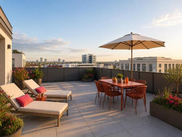 RARE T5 orienté SUD EST en DERNIER ETAGE avec TERRASSE, PARKINGS, PROCHE TRANSPORTS