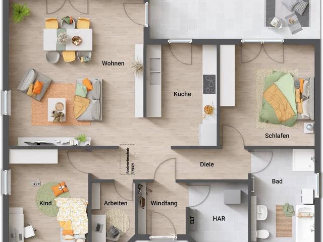 Raus aus der Miete, in den eigenen 4 Wänden familienfreundlich wohnen Winkelbungalow 108